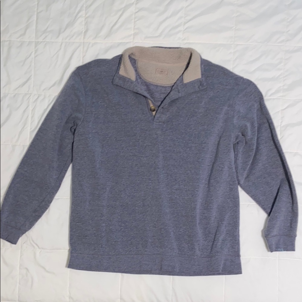 Blue Zip Up Sweater with Long Sleeves and Relaxed Fit